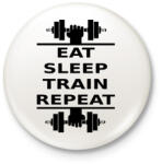printfashion EAT SLEEP TRAIN REPEAT - Kitűző, hűtőmágnes - Fehér (3077713)