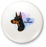 printfashion I love my german doberman - Kitűző, hűtőmágnes - Fehér (14388050)