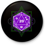 printfashion Sci-Fi D20 (Lila-Zöld) - Kitűző, hűtőmágnes - Fekete (3103063)