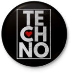 printfashion Techno Love - Kitűző, hűtőmágnes - Fekete (3102839)