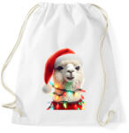 printfashion Cuki vicces karácsonyi party láma - Sportzsák, Tornazsák - Fehér (15243338)