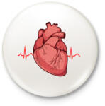 printfashion Heartbeat - Kitűző, hűtőmágnes - Fehér (3080794)