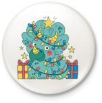 printfashion Karácsonyi Triceratops - Kitűző, hűtőmágnes - Fehér (14757796)