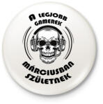 printfashion A legjobb Gamerek márciusban születnek - Kitűző, hűtőmágnes - Fehér (6233804)