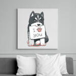 printfashion Husky love - Vászonkép - Fehér (6636416)