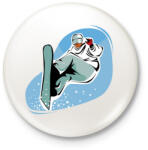 printfashion Snowboard - Kitűző, hűtőmágnes - Fehér (3083550)