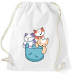 printfashion Macskák zsebben - Sportzsák, Tornazsák - Fehér (13099829)