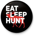 printfashion Vadász (Eat, Sleep, Hunt) - Kitűző, hűtőmágnes - Fekete (3097899)
