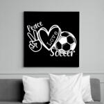 printfashion Peace love soccer - Vászonkép - Fekete (10781327)