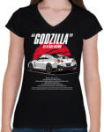 printfashion Nissan GTR R35 Nismo - Női V-nyakú póló - Fekete (7051731)