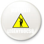 printfashion Vigyázat legénybúcsú - Kitűző, hűtőmágnes - Fehér (5304287)