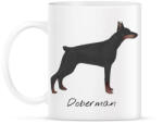 printfashion Dobermann kutyás póló - Bögre - Fehér (1034884)