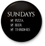 printfashion Trónok harca vasárnap - Kitűző, hűtőmágnes - Fekete (3097370)