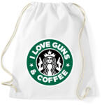 printfashion I love guns and coffee - Sportzsák, Tornazsák - Fehér (1400892)