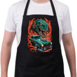 printfashion Hot Rod Retro autó sárkánnyal - Kötény - Fekete (13206498)