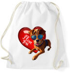 printfashion I Love You - szívecskés kutyás póló minta, ajándék ötlet Valentin napra - Sportzsák, Tornazsák - Fehér (11773202)