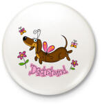 printfashion She's very happy Dachshund - Kitűző, hűtőmágnes - Fehér (13435711)