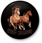 printfashion Wild horses - Kitűző, hűtőmágnes - Fekete (8960244)