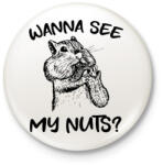 printfashion Wanna see my nuts? - Kitűző, hűtőmágnes - Fehér (13550399)