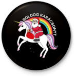 printfashion Boldog karácsonyt unikornison - Kitűző, hűtőmágnes - Fekete (7442943)