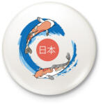 printfashion Koi ponty - Japán - Kitűző, hűtőmágnes - Fehér (7633669)