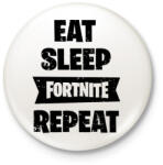 printfashion Eat-Sleep-Fortnite-Repeat - Kitűző, hűtőmágnes - Fehér (3077574)