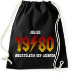 printfashion 1980 JÚLIUS - LEGENDA SZÜLETIK (ACDC STÍLUS) - Sportzsák, Tornazsák - Fekete (2701084)