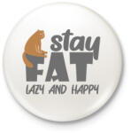 printfashion Lazy and happy - Kitűző, hűtőmágnes - Fehér (7531693)