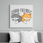 printfashion Cica barátok - Vászonkép - Fehér (6636232)