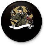 printfashion Sherlock Holmes - Kitűző, hűtőmágnes - Fekete (3094210)