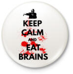 printfashion KEEP CALM AND EAT BRAINS - Kitűző, hűtőmágnes - Fehér (3082007)