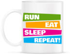printfashion Run Eat Sleep Repeat! - Futás - Bögre - Fehér (851095)