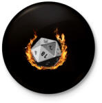 printfashion Lángoló D20 - Kitűző, hűtőmágnes - Fekete (3102945)