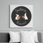 printfashion Kellemes Húsvétot - Aranyozott nyuszikkal - Vászonkép - Fehér (6640852)