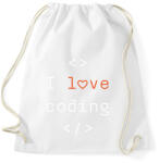 printfashion I love coding - Sportzsák, Tornazsák - Fehér (9438199)