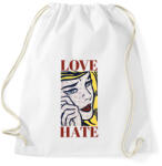 printfashion Love, Hate - Pop art - Sportzsák, Tornazsák - Fehér (7102325)