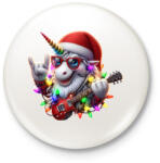 printfashion Vicces karácsonyi gitáros rocker party unikornis - Kitűző, hűtőmágnes - Fehér (15235474)