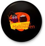 printfashion Happy Halloween Bagoly - Kitűző, hűtőmágnes - Fekete (3099179)
