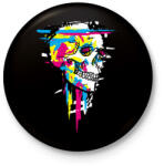 printfashion Színes koponya - Kitűző, hűtőmágnes - Fekete (3092756)
