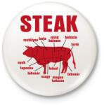 printfashion STEAK - Kitűző, hűtőmágnes - Fehér (16650774)