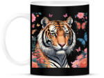 printfashion tigris pillangókkal és virágokkal - Bögre - Fekete (15643194)