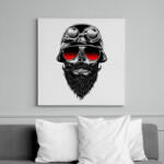 printfashion Szakállas motoros - Vászonkép - Fehér (6619963)