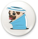 printfashion Mopsz kutya - Kitűző, hűtőmágnes - Fehér (3078090)