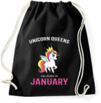 printfashion Unikornis királynők születésnapja Januárban - Sportzsák, Tornazsák - Fekete (1139213)