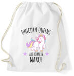 printfashion Unikornis királylányok születésnapja márciusban - Sportzsák, Tornazsák - Fehér (1243888)