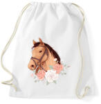 printfashion Ló rózsákkal - Sportzsák, Tornazsák - Fehér (8200485)