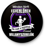 printfashion Legjobbak lesznek villanyszerelők - Kitűző, hűtőmágnes - Fekete (3099685)