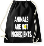 printfashion Animals are not ingredients. - vegán aktivista grafika #2 - Sportzsák, Tornazsák - Fekete (3906527)
