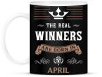 printfashion Az igazi győztesek áprilisban születtek - Bögre - Fekete (1326187)