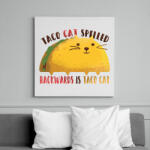 printfashion Cica - Taco cat visszafelé is olvasva is taco cat - Vászonkép - Fehér (6634771)
